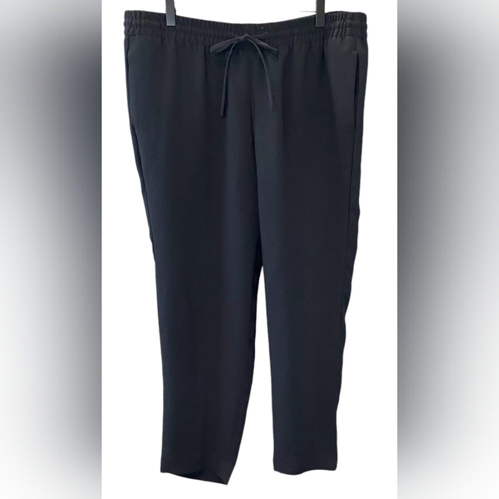 Talbots sz 3x black crepe drawstring dress pants pull on WP277